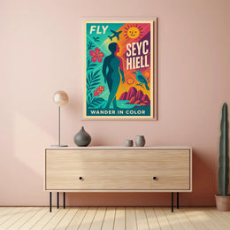 Fly to Seychelles Adventure – Vibrant Travel Poster PosterGoat