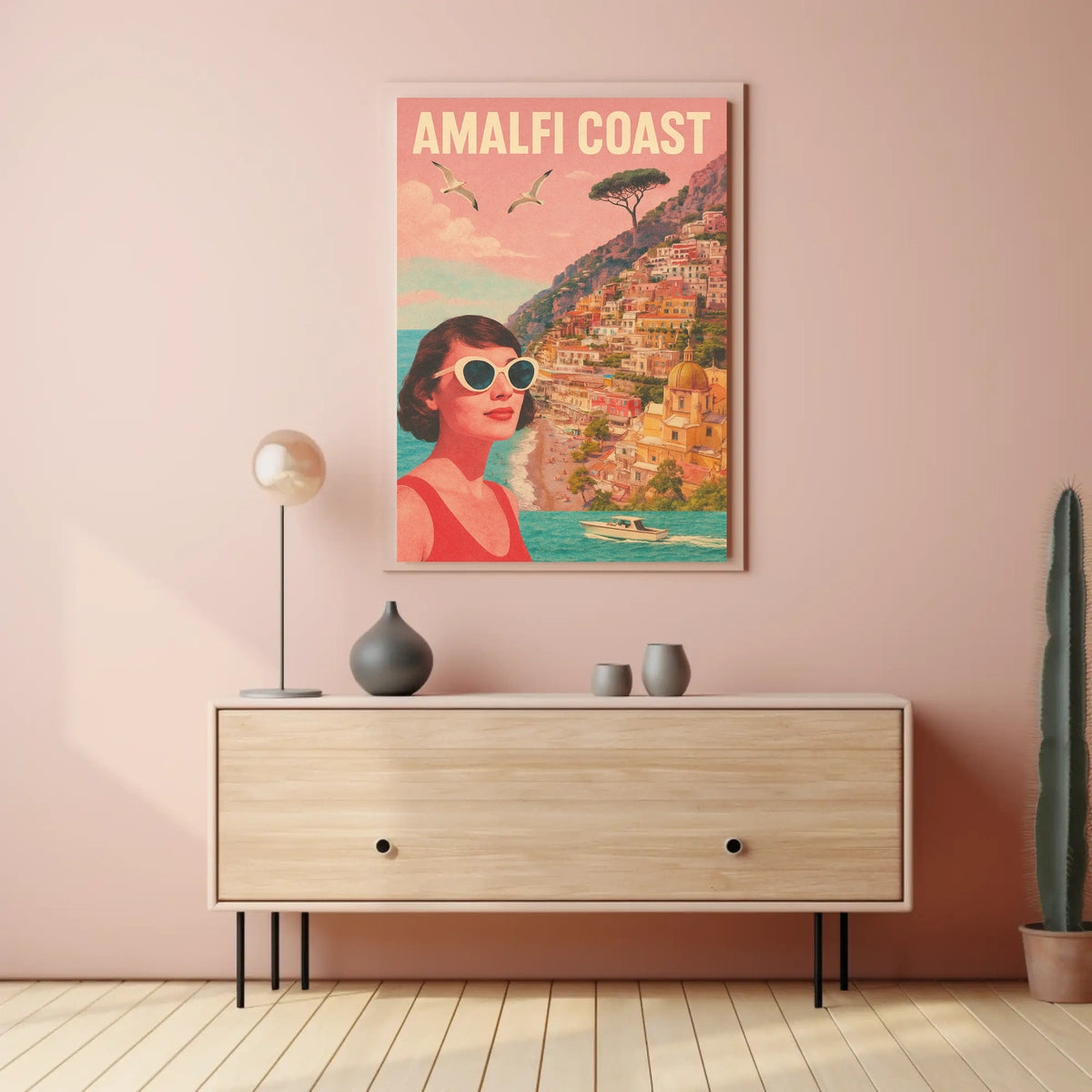 Amalfi Coast Vintage Travel Poster Wall Art Decor Print