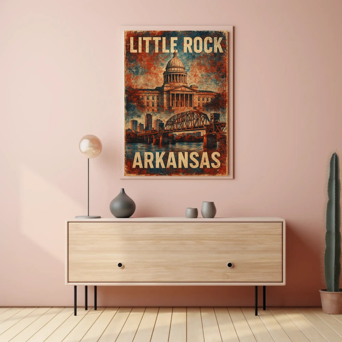 Little Rock Arkansas Skyline Minimalist Travel Poster