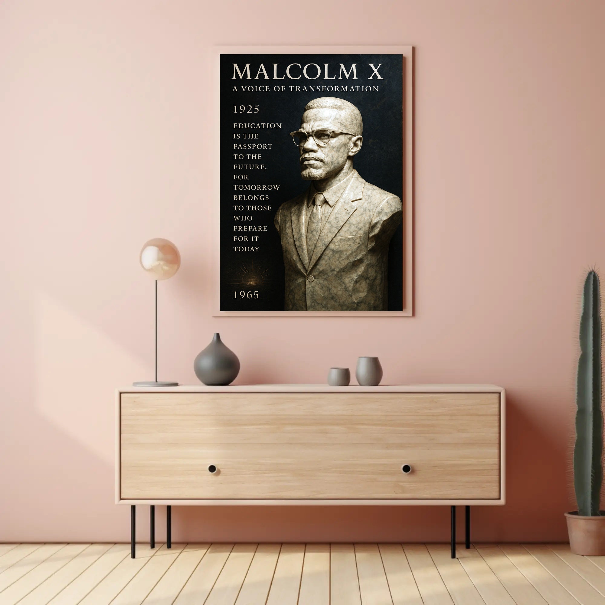 Malcolm X A Voice of Transformation Poster PosterGoat