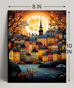 Enchanted Autumn Townscape Poster