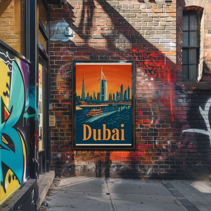 Dubai Cityscape Vintage Poster