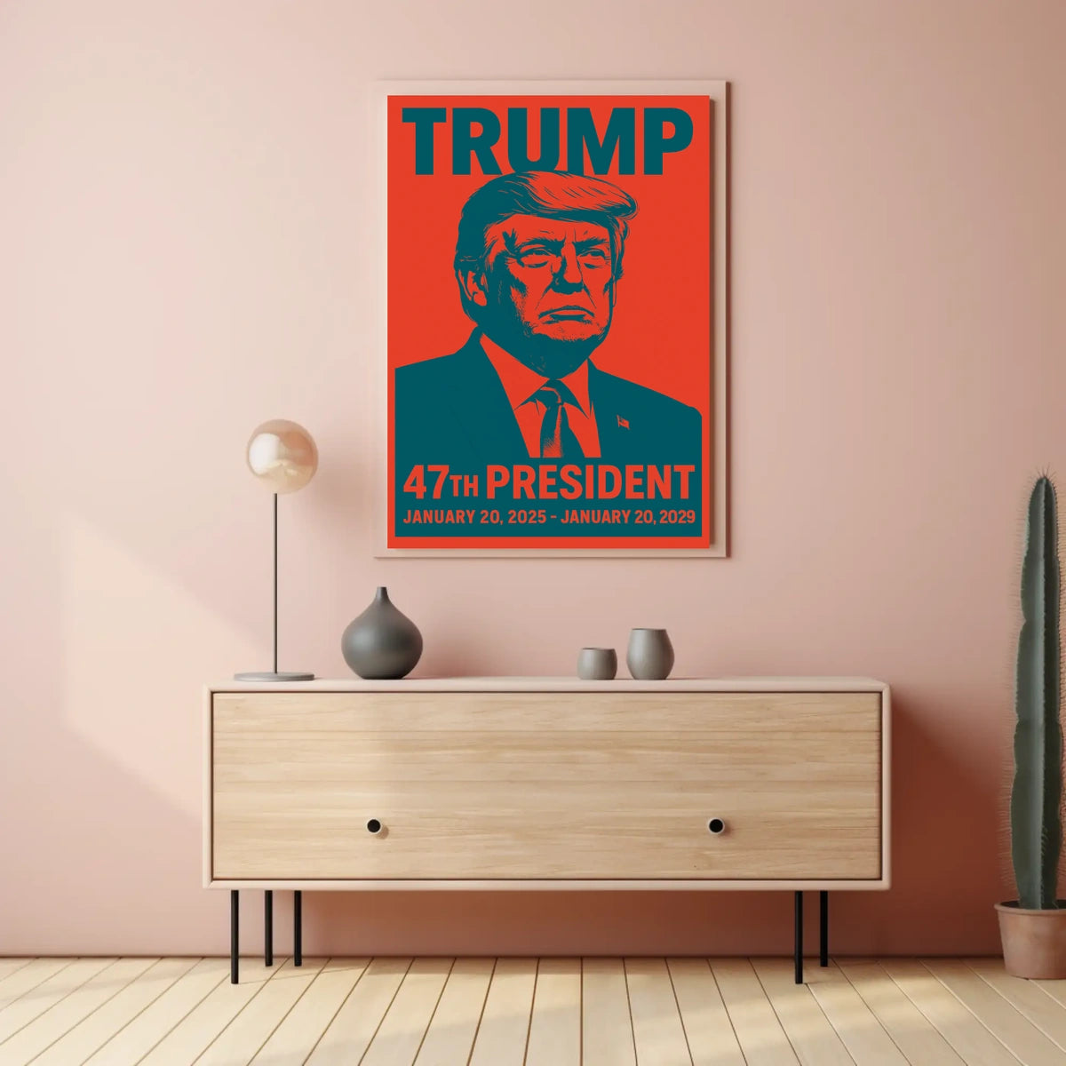 Donald Trump Visionary Leader Patriotism Flag Minimalist Pop Art Inspiring Poster
