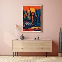 Urban Symphony Cityscape Poster Vibrant Sunset City Living