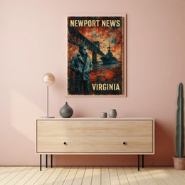 Vintage Navy Bridge Artwork Expressionism Poster