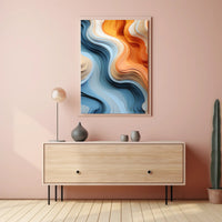 Stylized Abstract Landscape with Layered Wavy Patterns Poster