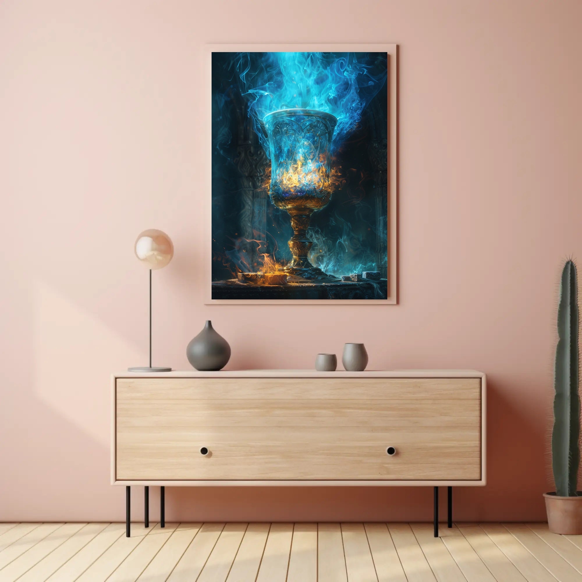 Mystical Chalice Fantasy Poster: Enchanting Fire Display PosterGoat