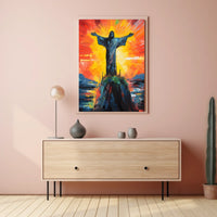 Vibrant Abstract Christ Statue Art: Abstract or Artistic Poster