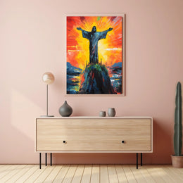 Vibrant Abstract Christ Statue Art: Abstract or Artistic Poster