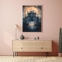 Haunting Gothic Mansion Moonlit Fantasy or Mythology Poster