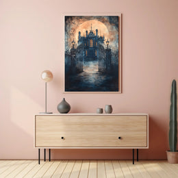 Haunting Gothic Mansion Moonlit Fantasy or Mythology Poster