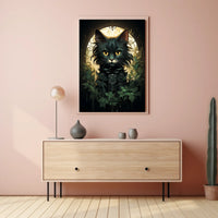 Mystical Black Cat Art Nouveau Poster Enchantment