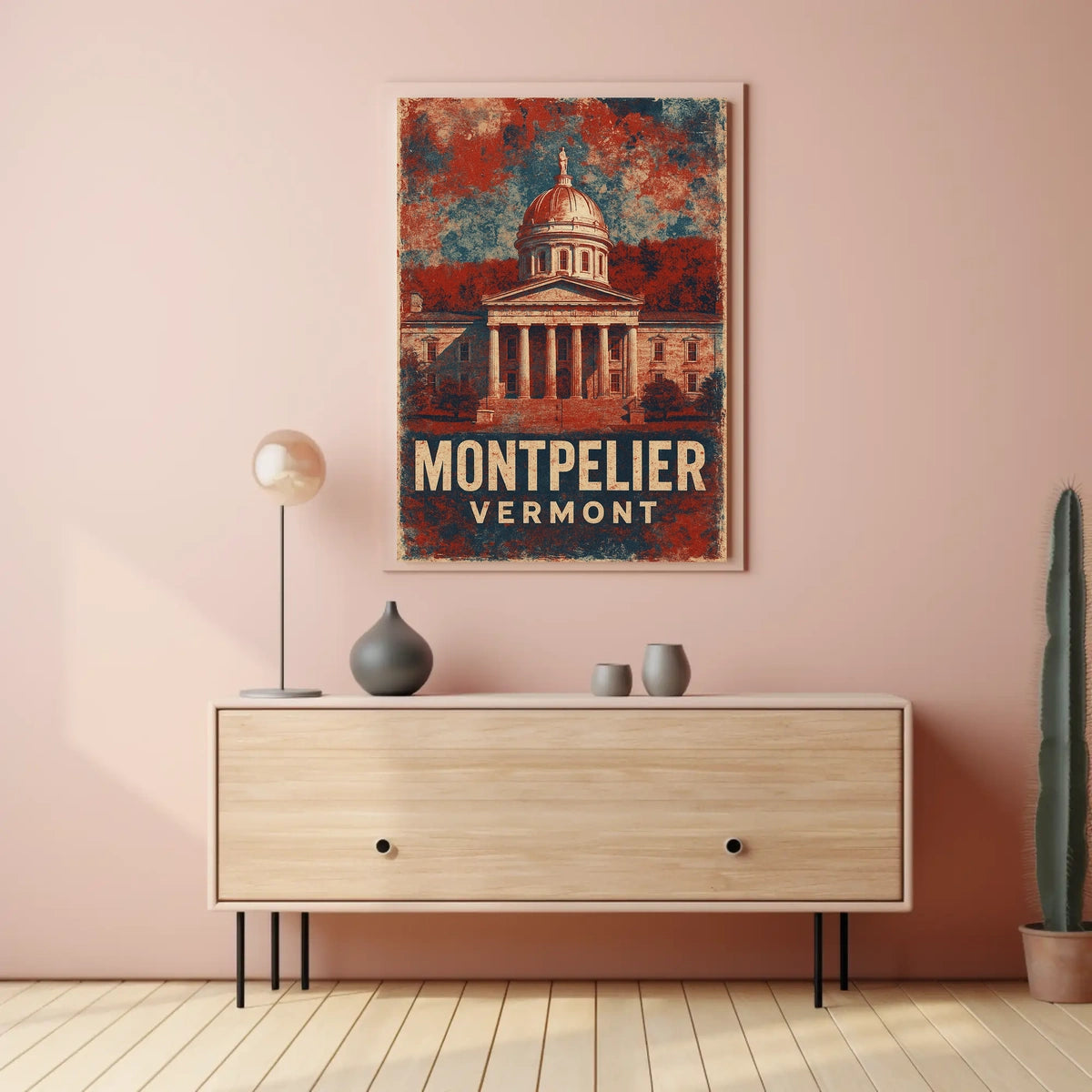 Montpelier Vermont Skyline Watercolor Traveler Poster