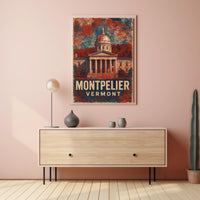 Montpelier Vermont Skyline Watercolor Traveler Poster
