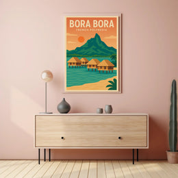 Bora Bora Vintage Tropical Travel Paradise Poster PosterGoat