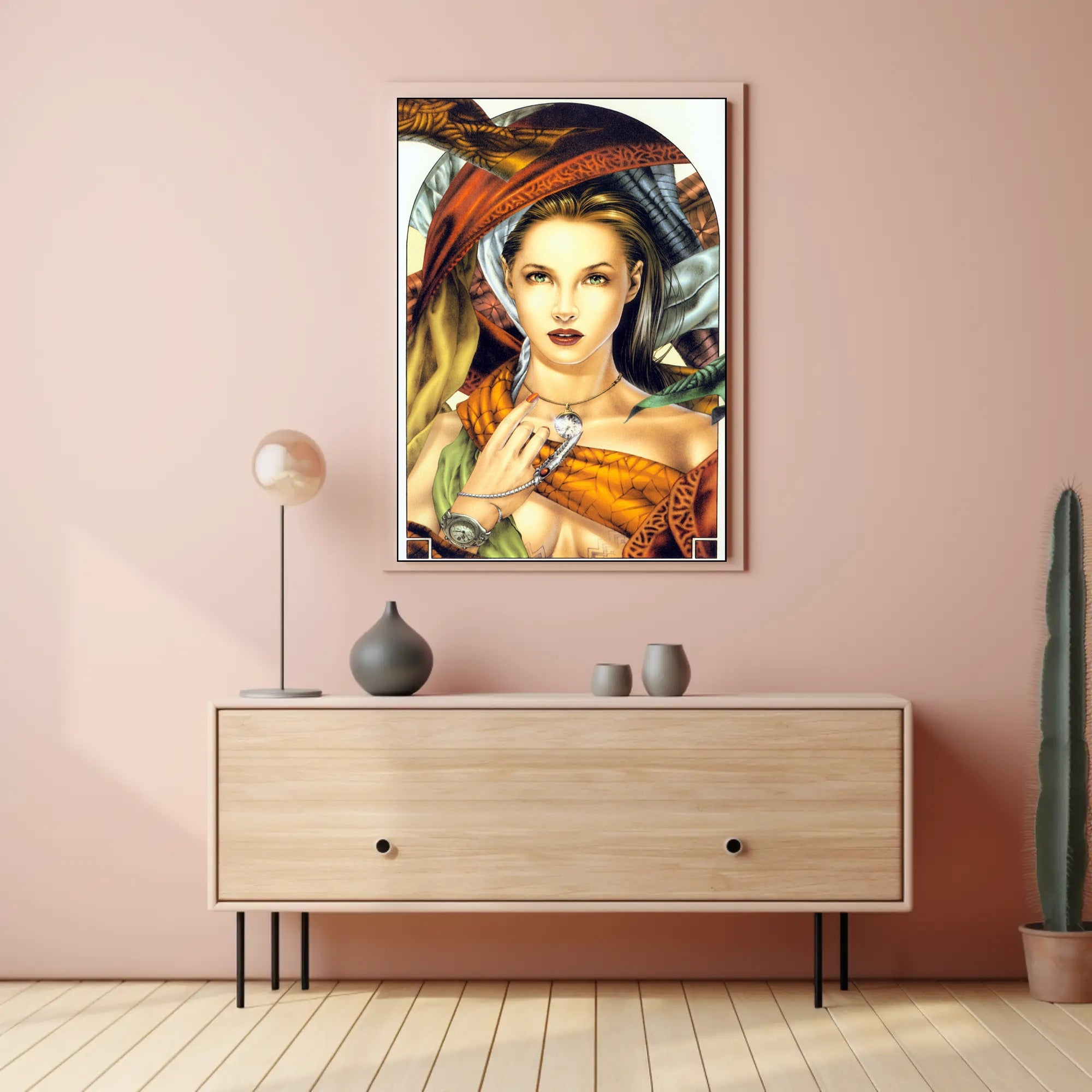 Mystical Elegance Woman in Earth Tones Artistic Poster