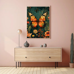Butterfly and Botanical Garden Scene Animal Poster