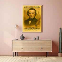 Andrew Johnson 17th President of the United States Vintage Watercolor Poster