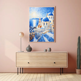 Santorini Sunset in Greece Travel Poster