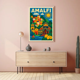 Amalfi Coast Illustration Poster