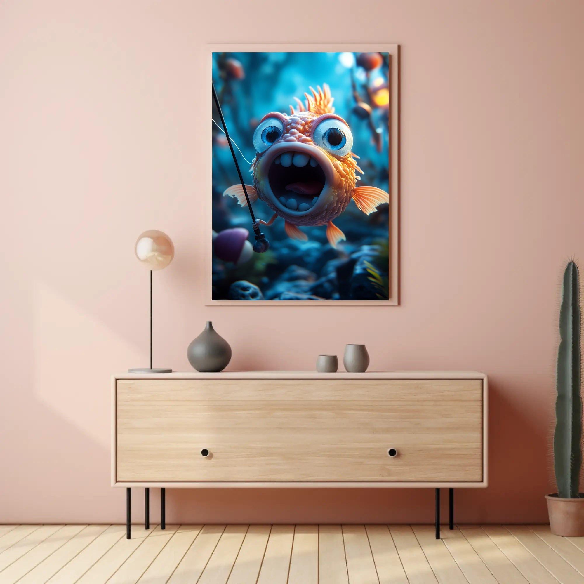 Whimsical Goldfish Adventure Cartoon Animal Poster