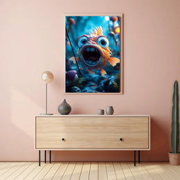 Whimsical Goldfish Adventure Cartoon Animal Poster