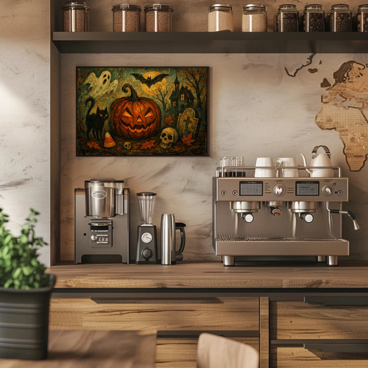 Halloween Night Gothic City Nightscape Eerie Ambient Nocturnal Urban Wanderlust Decor Poster