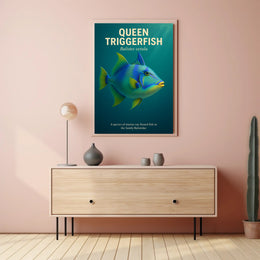 Queen Triggerfish Photorealistic Educational Animal Poster PosterGoat