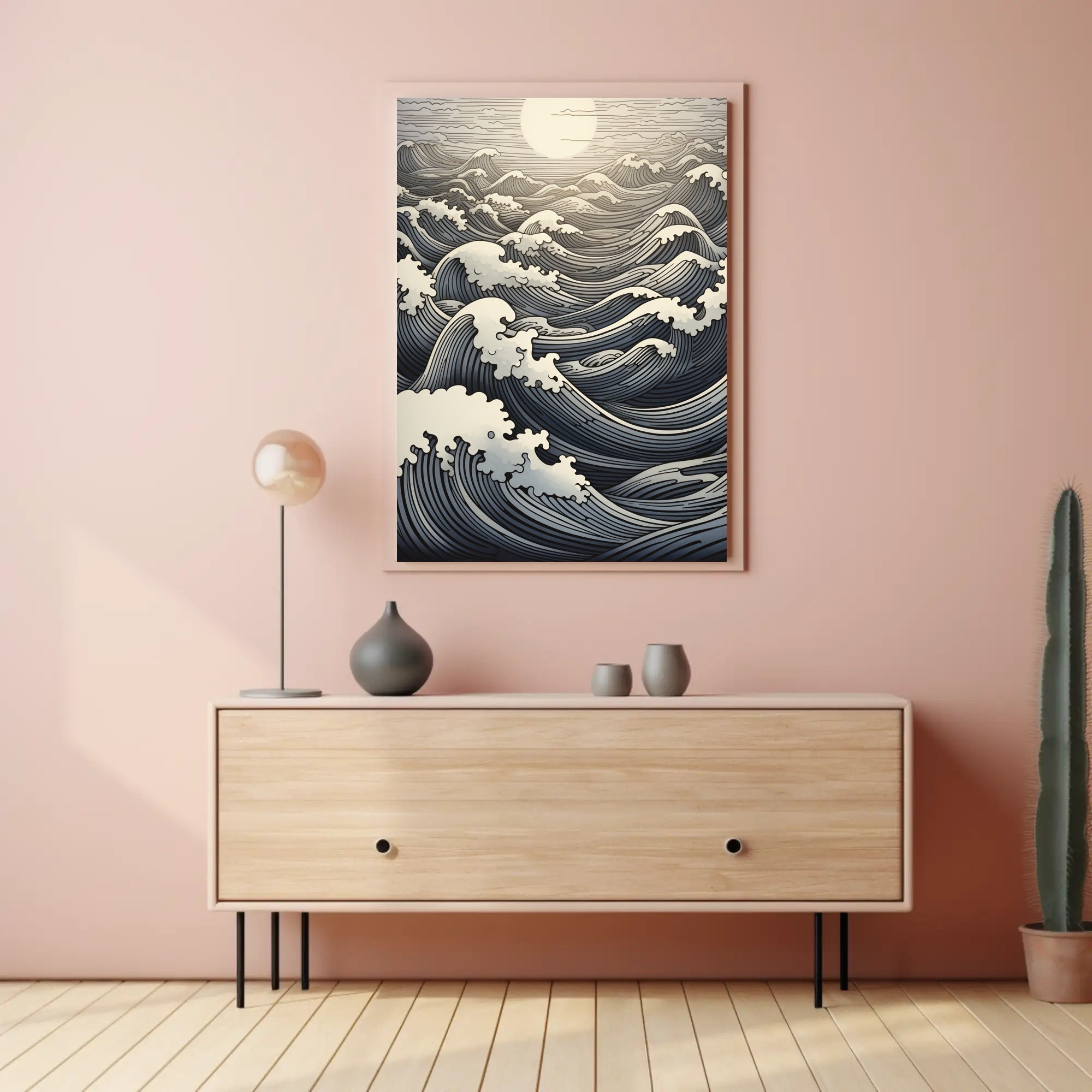 Ocean Waves At Sunset Poster PosterGoat
