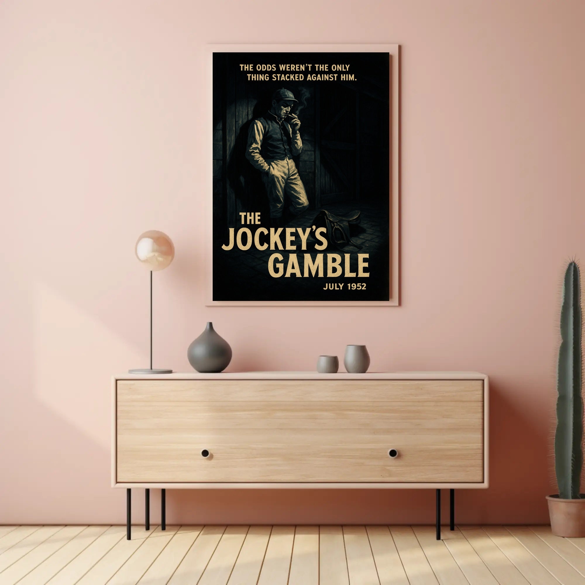 Vintage Jockey in Noir-Inspired Sports Poster