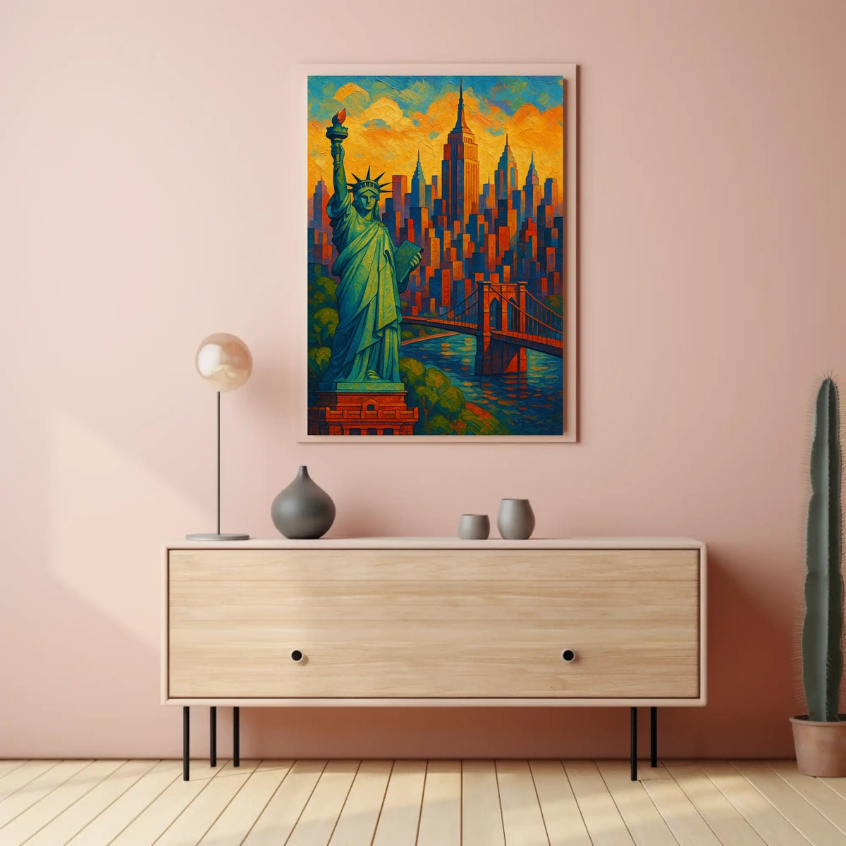New York City Skyline Vibrant Poster Modern Wall Art