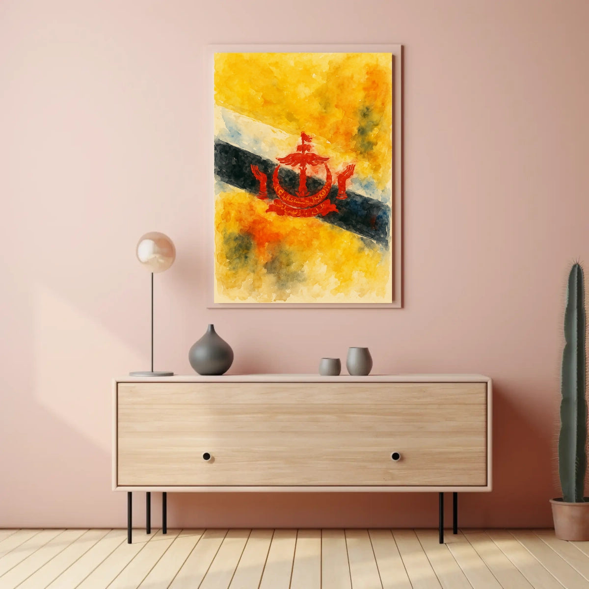 Brunei Flag Watercolor Art Poster
