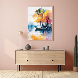 Vintage Car and Retro Architecture Art Poster
