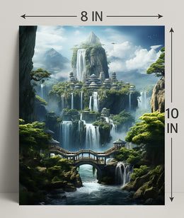 Enchanted Waterfall City Poster