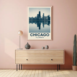 Chicago Skyline Reflection Poster