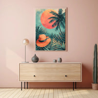 Panda Relaxing on Watermelon Art Poster PosterGoat