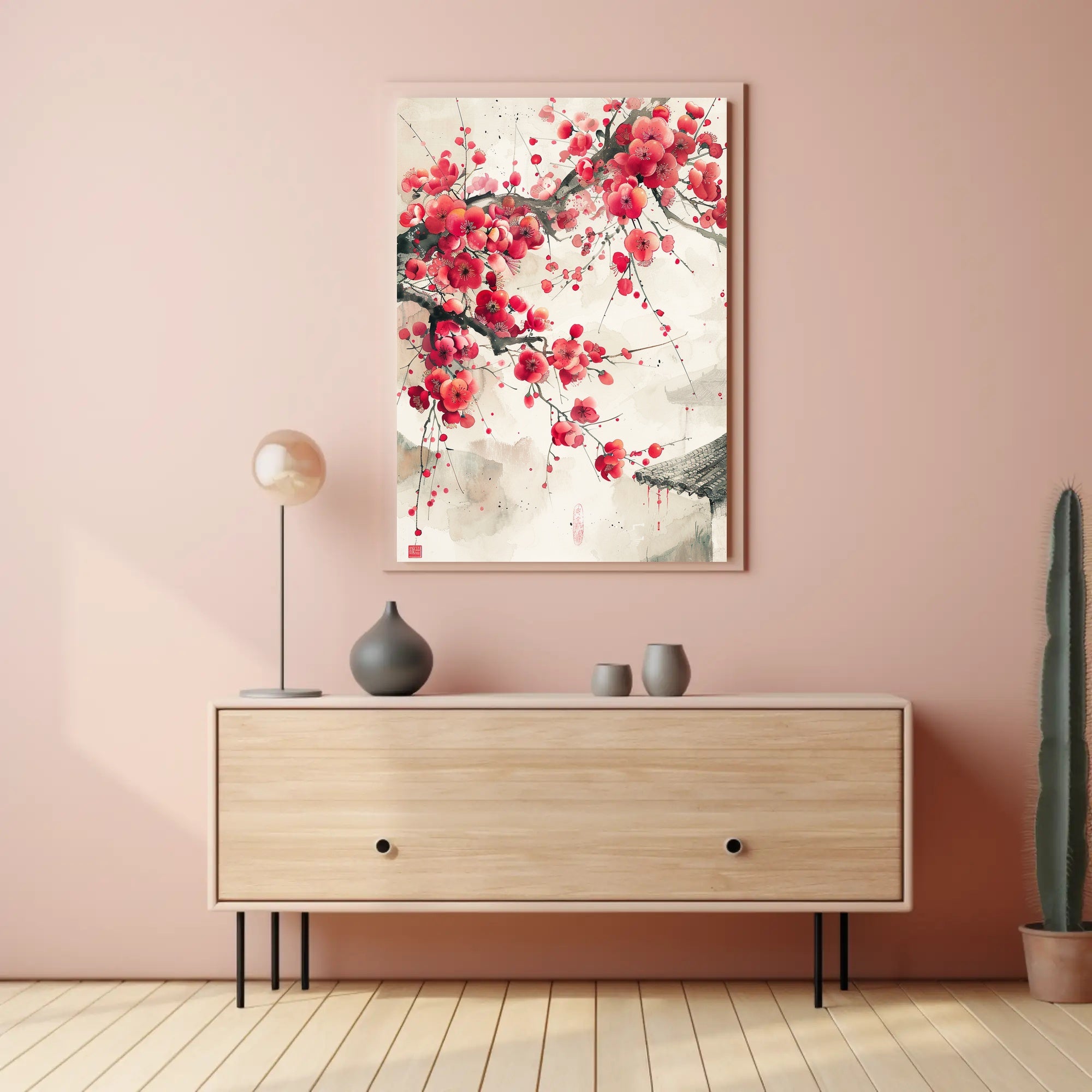 Cherry Blossoms Sumi-e Art: Cultural or Heritage Poster PosterGoat