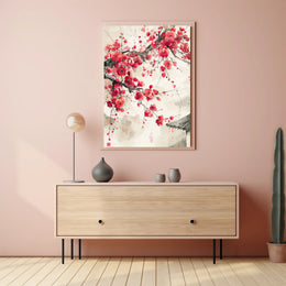 Cherry Blossoms Sumi-e Art: Cultural or Heritage Poster PosterGoat
