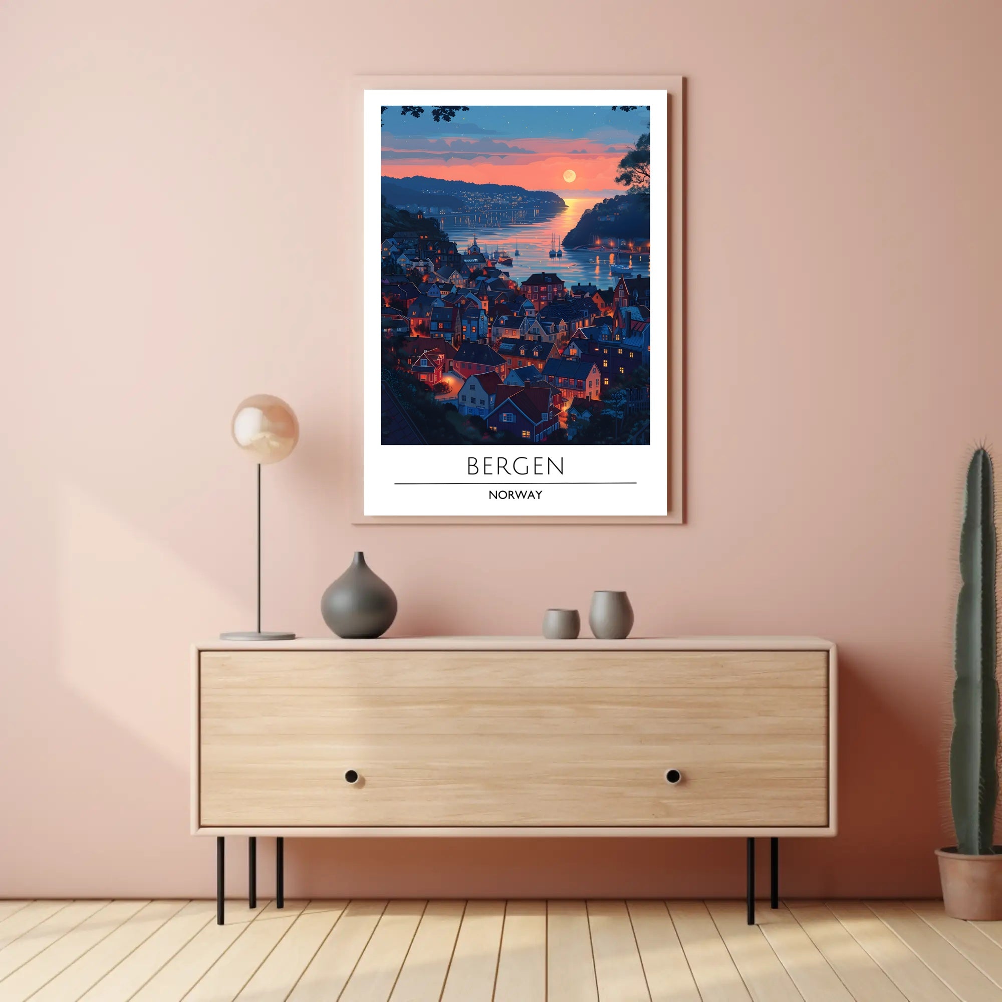 Bergen Sunset View Travel Poster