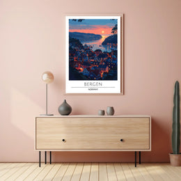 Bergen Sunset View Travel Poster