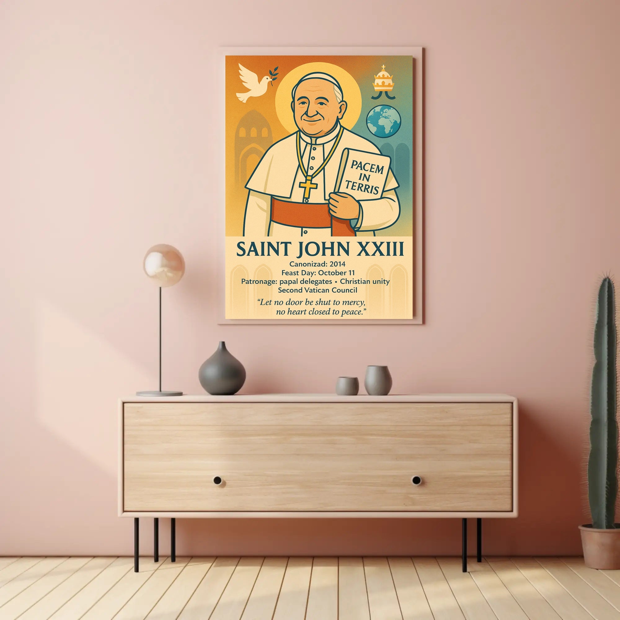 Saint John XXIII Vintage Religious Art Poster