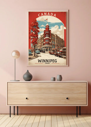 Vintage Winnipeg Landmark with Classic Cars Urban or Cityscape Poster