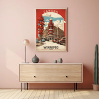 Vintage Winnipeg Landmark with Classic Cars Urban or Cityscape Poster