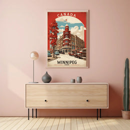 Vintage Winnipeg Landmark with Classic Cars Urban or Cityscape Poster