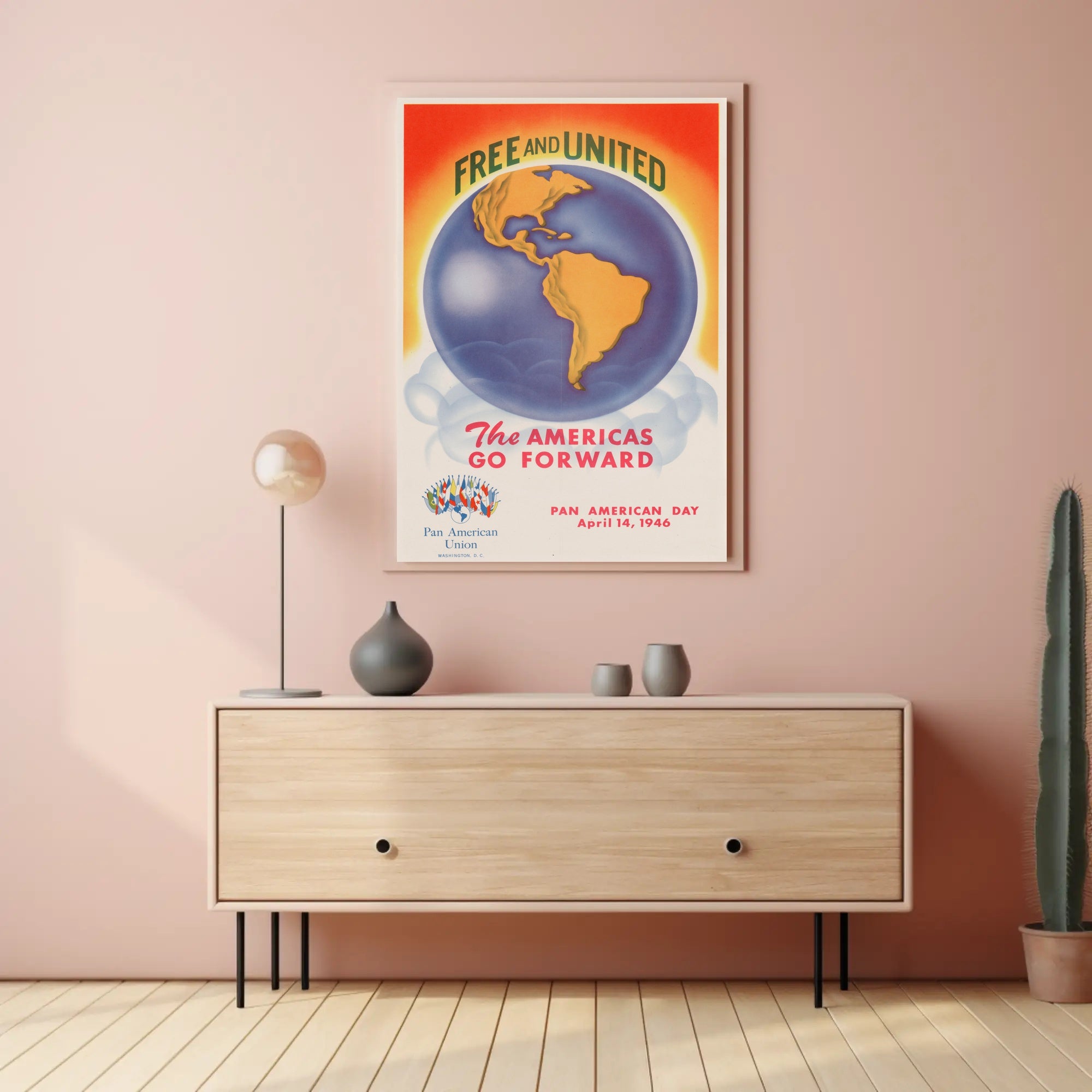 Free and United: Pan American Day Poster PosterGoat