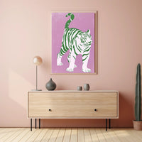 Green Striped Tiger Poster