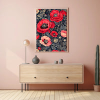 Elegant Red Poppies Artwork, Abstract or Artistic Poster