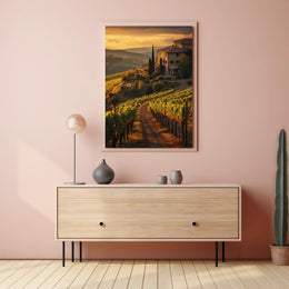 Tuscany Vineyards Sunset Travel Poster