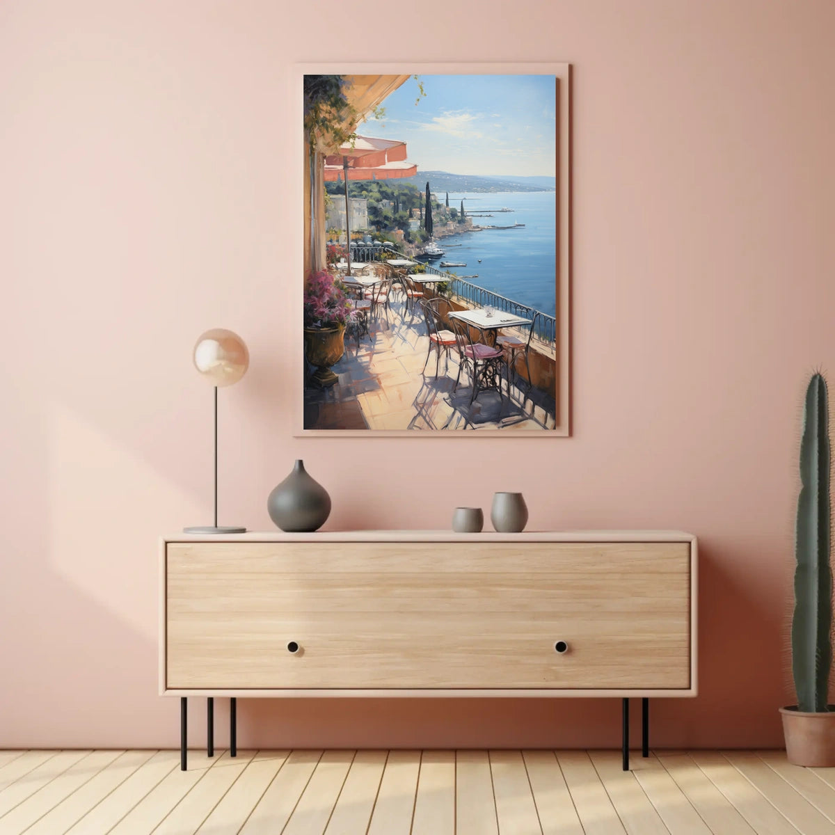 Mediterranean Seaside Terrace Travel Poster