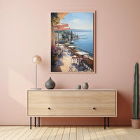 Mediterranean Seaside Terrace Travel Poster